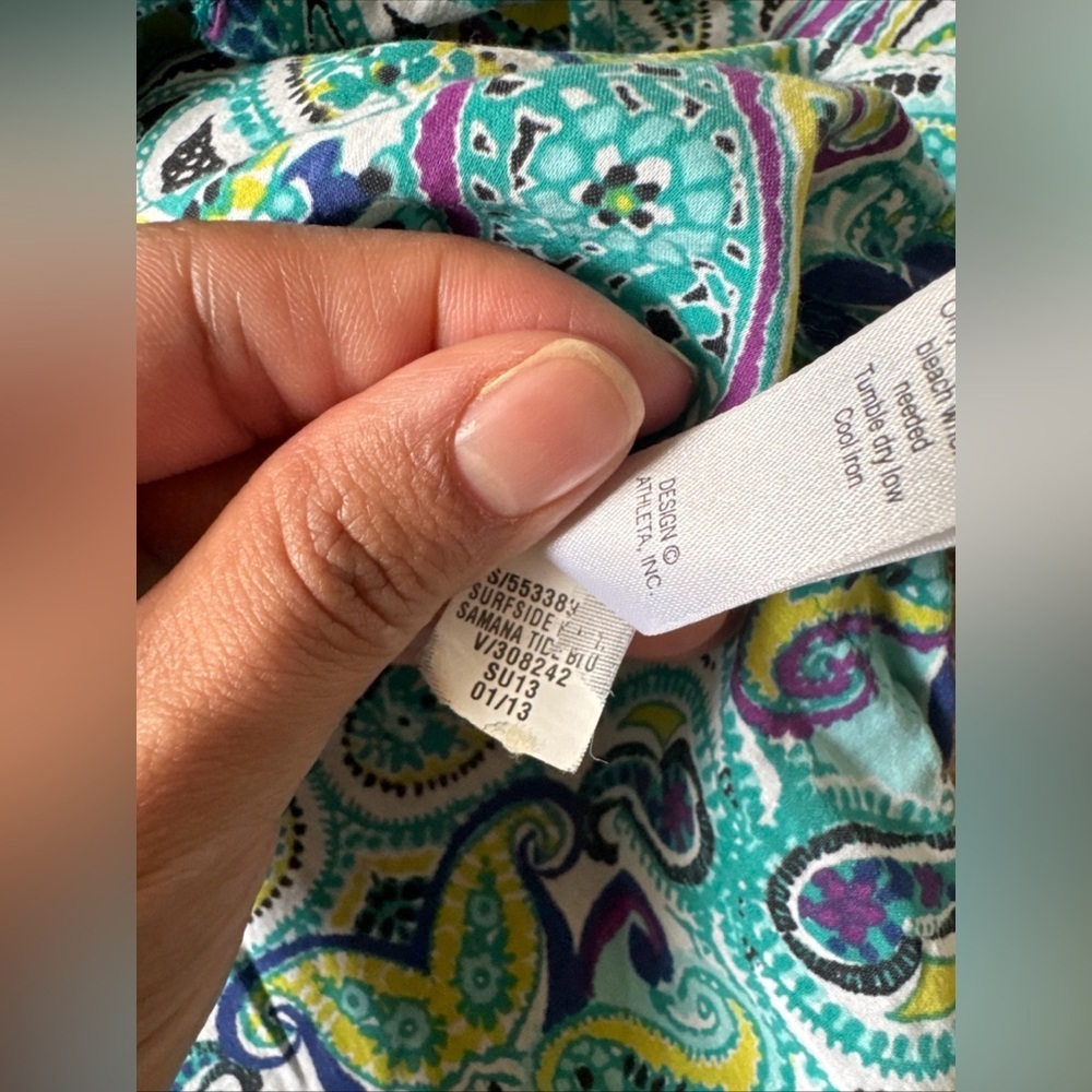 Athleta Surfside Tunic Swim Cover Up Long Sleeve Paisley Turquoise XS - Picture 5 of 8